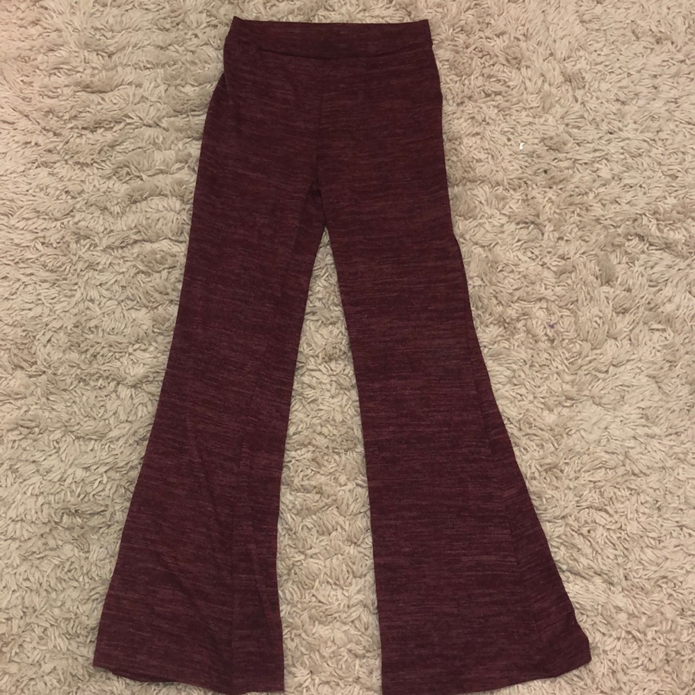 burgundy flared pants